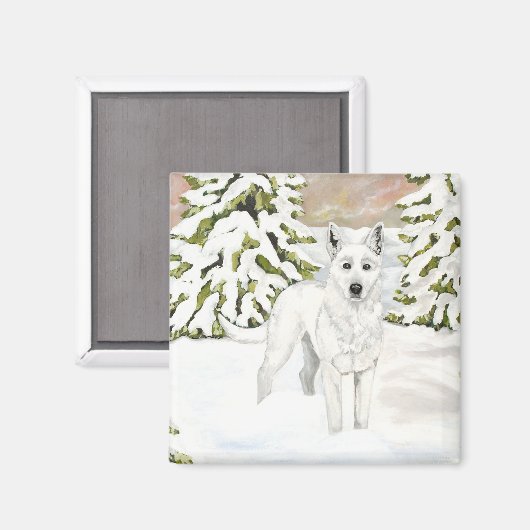 White German Shepherd Dog Magnet (Vorderseite/Rückseite)
