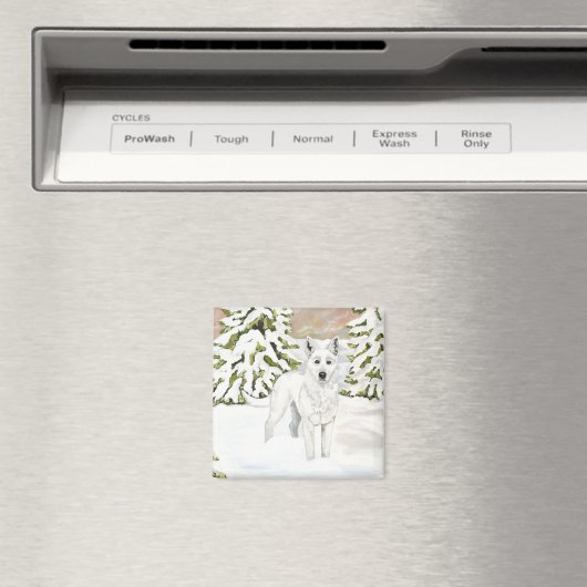 White German Shepherd Dog Magnet (In Situ (Geschirrspüler))