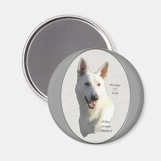 White German Shepherd Geschenke Magnet (Vorderseite/Rückseite)