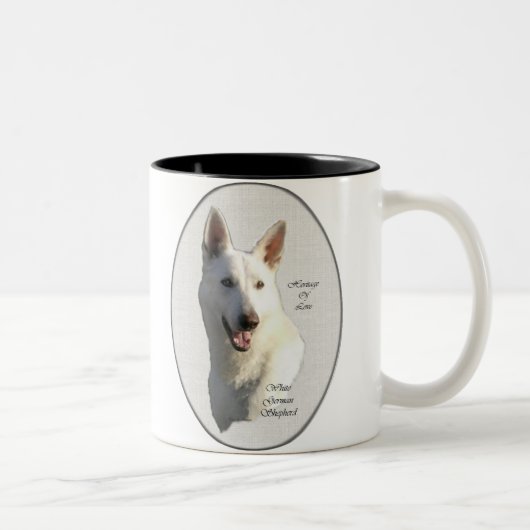 White German Shepherd Geschenke Zweifarbige Tasse (Rechts)