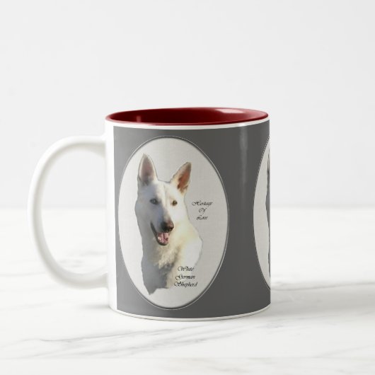 White German Shepherd Geschenke Zweifarbige Tasse (Links)