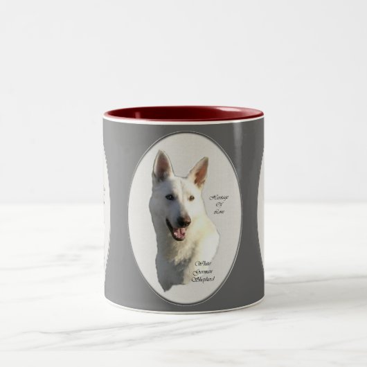 White German Shepherd Geschenke Zweifarbige Tasse (Mittel)