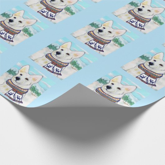 White German Shepherd   Geschenkpapier (Ecke)