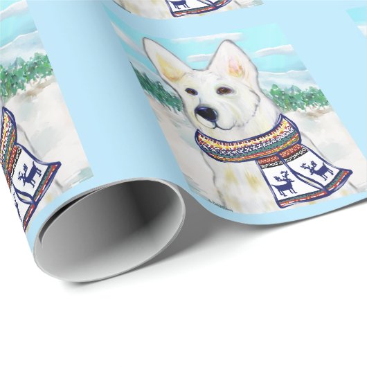 White German Shepherd   Geschenkpapier (Rolleneckpunkt)