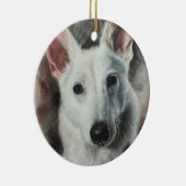 White German Shepherd GSD Happy Hund Keramik Ornament (Rechts)