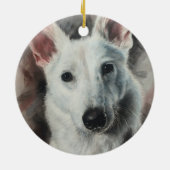 White German Shepherd GSD Happy Hund Keramik Ornament (Hinten)