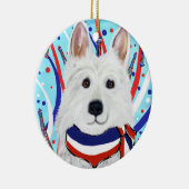 White German Shepherd Keramik Ornament (Rechts)