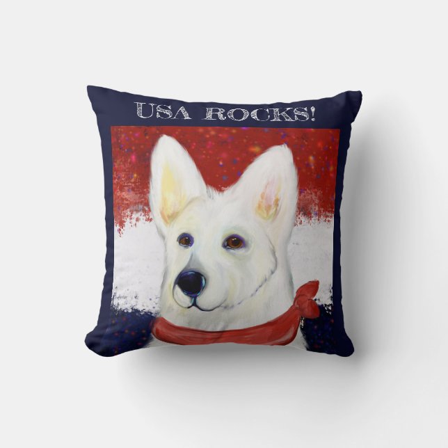 White German Shepherd Kissen (Vorderseite)
