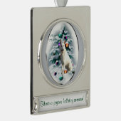 White German Shepherd Personalisiert Weihnachten Banner-Ornament Silber (Rechts)