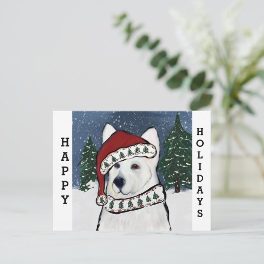 White German Shepherd Postkarte (Stehend Vorderseite)
