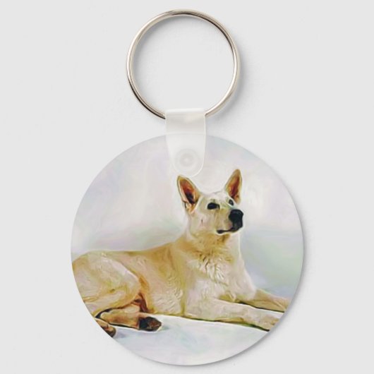 White German Shepherd Schlüsselanhänger (Vorderseite)