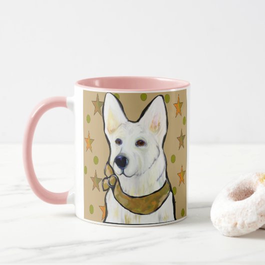 White German Shepherd Soldier Tasse (Mit Donut)