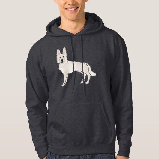 White German Shepherd Swiss Shepherd Cartoon Dog Hoodie (Vorderseite)