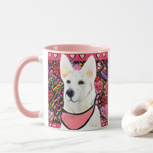 White German Shepherd Tasse (Mit Donut)
