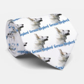 White German Shepherd Tiled Krawatte (Gerollt)