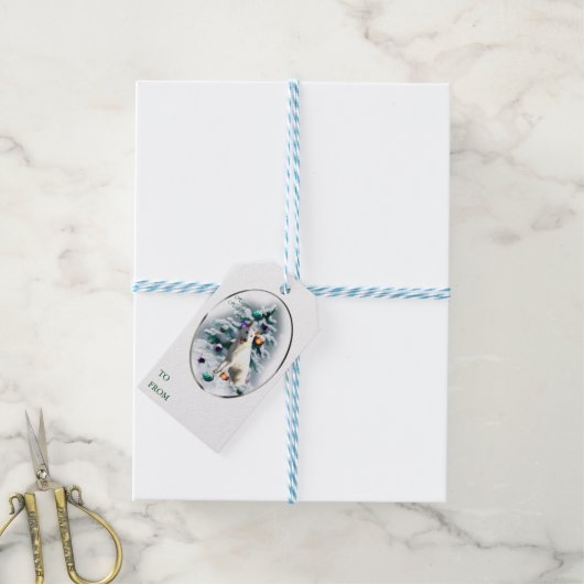White German Shepherd Weihnachtsgeschenke Geschenkanhänger (Mit Garn)