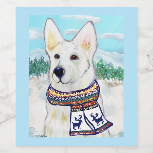 White German Shepherd Weinetikett (Einzelnes Label)