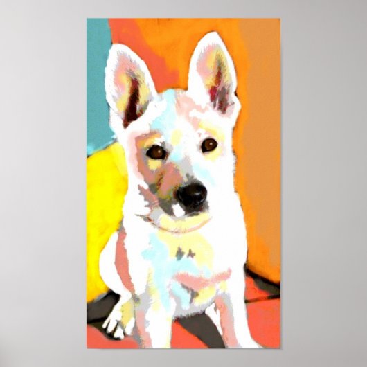 White German Shepherd Welppy Print Poster (Vorne)