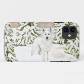White German Shepherd Winter Snow Iphone Case (Rückseite (Horizontal))