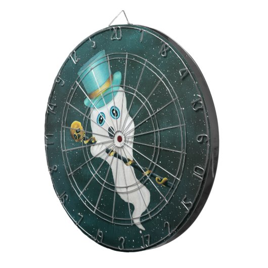 White Ghost in Top Hat Extravagant Cane Sky verkle Dartscheibe (Vorderseite rechts)