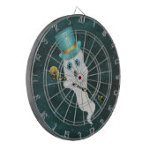 White Ghost in Top Hat Extravagant Cane Sky verkle Dartscheibe (Vorderseite Links)