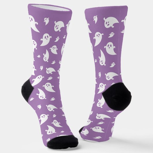 White Ghost Pattern auf Lila Niedlichen Halloween Socken (Gewinkelt)