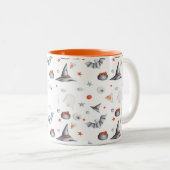 White Ghosts Bats Cauldrons Halloween Jahr Zweifarbige Tasse (VorderseiteRechts)