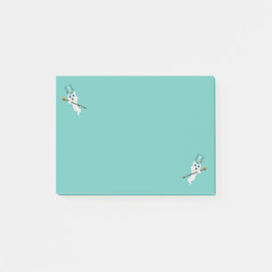 White Ghosts Goofy Faces Aqua Top Hat Black Canes Post-it Klebezettel