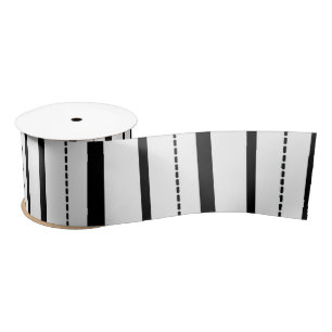White Gingham Stripe Pattern Satinband
