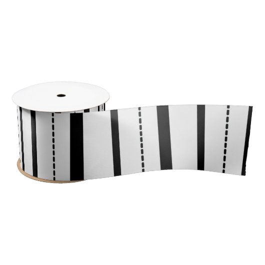 White Gingham Stripe Pattern Satinband (Spule)