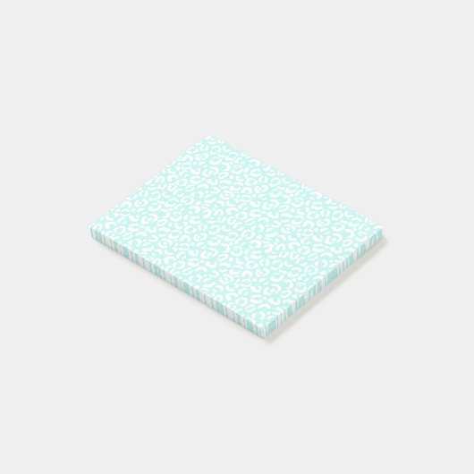 White Girl Mint Leopard Print Post-it Klebezettel (angewinkelt)