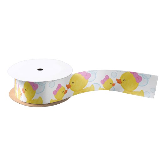 White Girl Rubber Duck Ribbon Satinband (Spule)