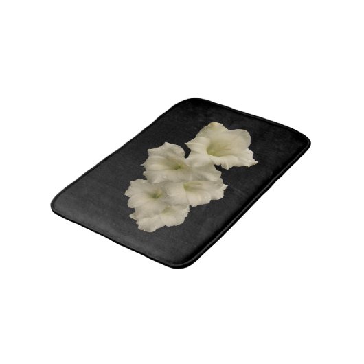 White Gladiola Blume Bath Mats Badematte (Schrägansicht)