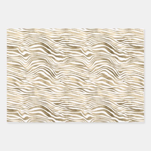 White Glam Gold Leopard Zebra Animal Print Geschenkpapier Set (Vorderseite 3)