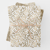 White Glam Gold Leopard Zebra Animal Print Geschenkpapier Set (Beispiel)