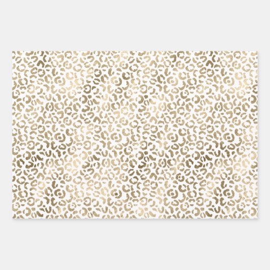 White Glam Gold Leopard Zebra Animal Print Geschenkpapier Set (Vorderseite)
