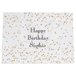 White Glam Gold Sparkle Confetti Geburtstag Große Geschenktüte