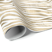 White Glam Gold Zebra Animal Print Geschenkpapier (Rolleneckpunkt)