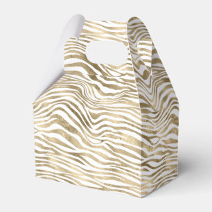 White Glam Gold Zebra Animal Print Geschenkschachtel