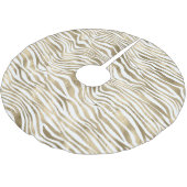 White Glam Gold Zebra Animal Print Polyester Weihnachtsbaumdecke (Schrägansicht)