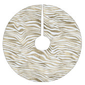White Glam Gold Zebra Animal Print Polyester Weihnachtsbaumdecke (Vorderseite)