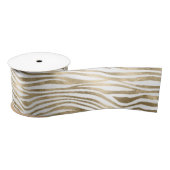 White Glam Gold Zebra Animal Print Satinband (Spule)