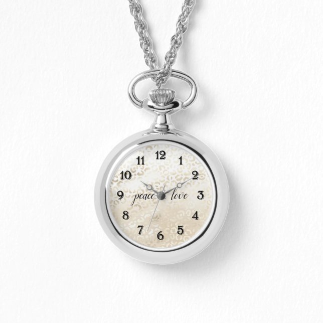 White Glam Leopard Print personalisiert Armbanduhr (Vorderseite)