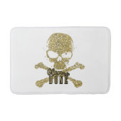 White Glam to Bone Gold Glitzer Skull Badematte (Vorderseite)
