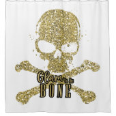 White Glam to Bone Gold Glitzer Skull Duschvorhang (Vorderseite)