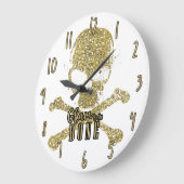 White Glam to Bone Gold Glitzer Skull Große Wanduhr (Winkel)