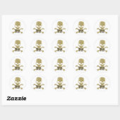 White Glam to Bone Gold Glitzer Skull Runder Aufkleber (Blatt)