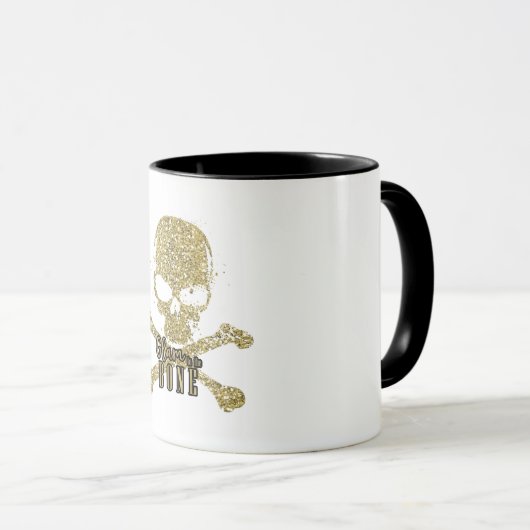White Glam to Bone Gold Glitzer Skull Tasse (VorderseiteRechts)