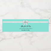 White Glitzer Bow Paris Blue Brautparty Wasserflaschenetikett (Einzelnes Label)