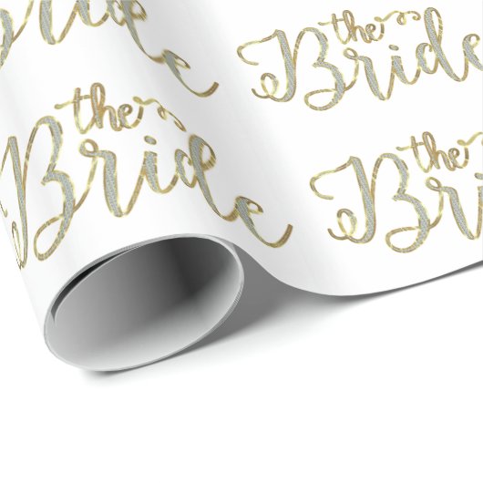 White Glitzer & Gold - Das Bridge-Textdesign-Muste Geschenkpapier (Rolleneckpunkt)